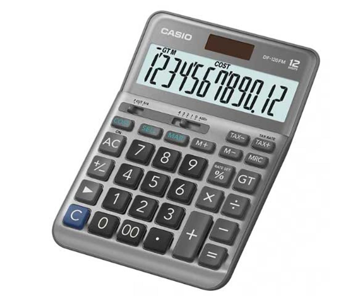 Casio DF-120FM 12 Haneli Metal Yüzeyli Vergi ve Maliyet/Satış/Marj Hesaplama Masa Üstü Hesap Makinesi