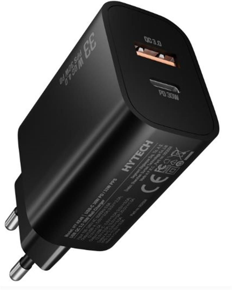 Hytech HY-XE49 33W PPS - 30W PD USB-C + 18W QC 3.0 USB-A Çift Portlu Hızlı Ev Şarj Adaptörü