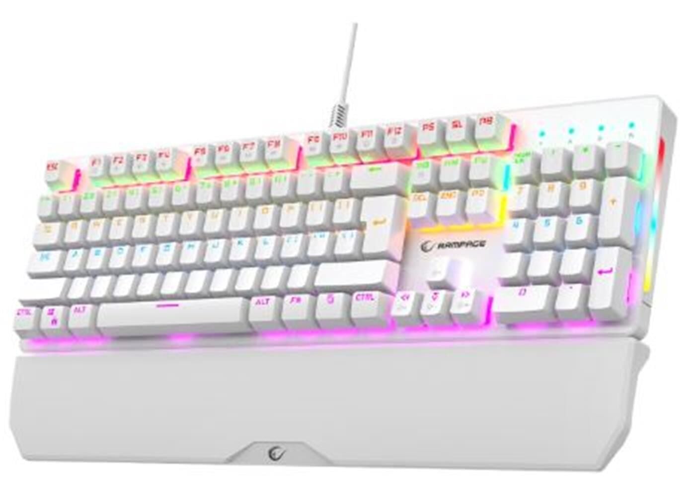 Rampage KB-R86 UMBRA Beyaz Rainbow Aydınlatmalı Mavi (Blue) Switch İngilizce Q Mekanik Oyuncu Klavyesi
