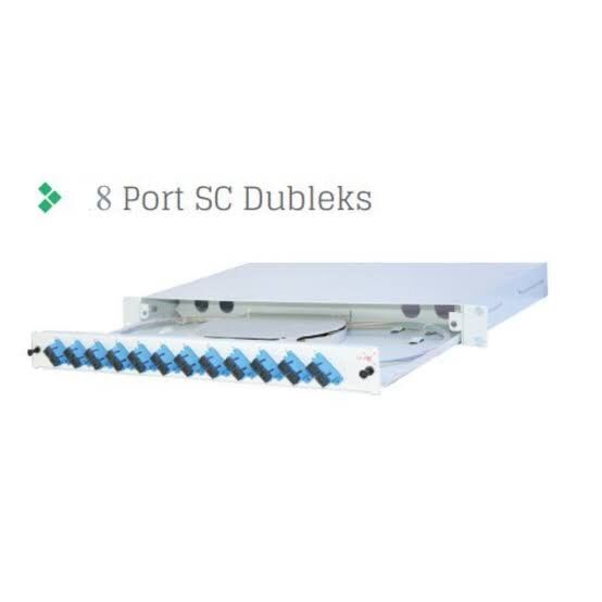 Full Set 8 Fiberli SM SC DX 1U Rack Tipi Fiber Panel