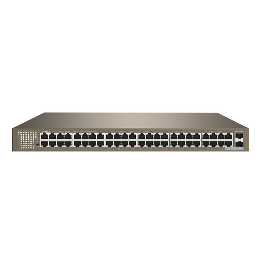 Tenda TEG1050F 48 Port Gigabit Ethernet + 2 Port SFP Slot Yönetilemez Rackmount Switch