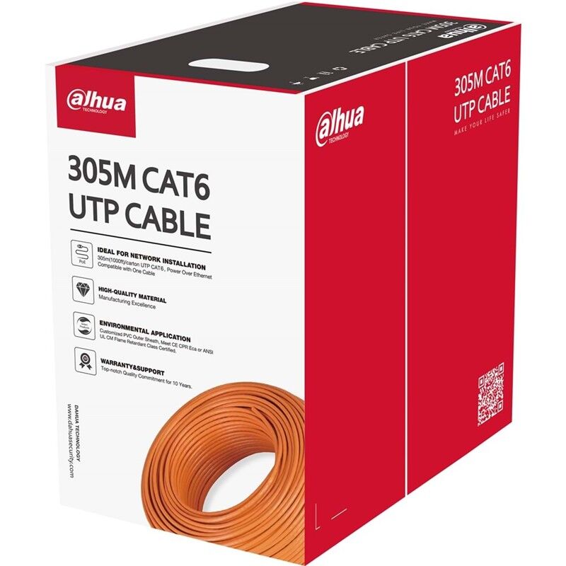 Dahua PFM922I-6UN-C Cat6 U/UTP 23AWG CCA 305 Metre Turuncu Ethernet Network Kablosu