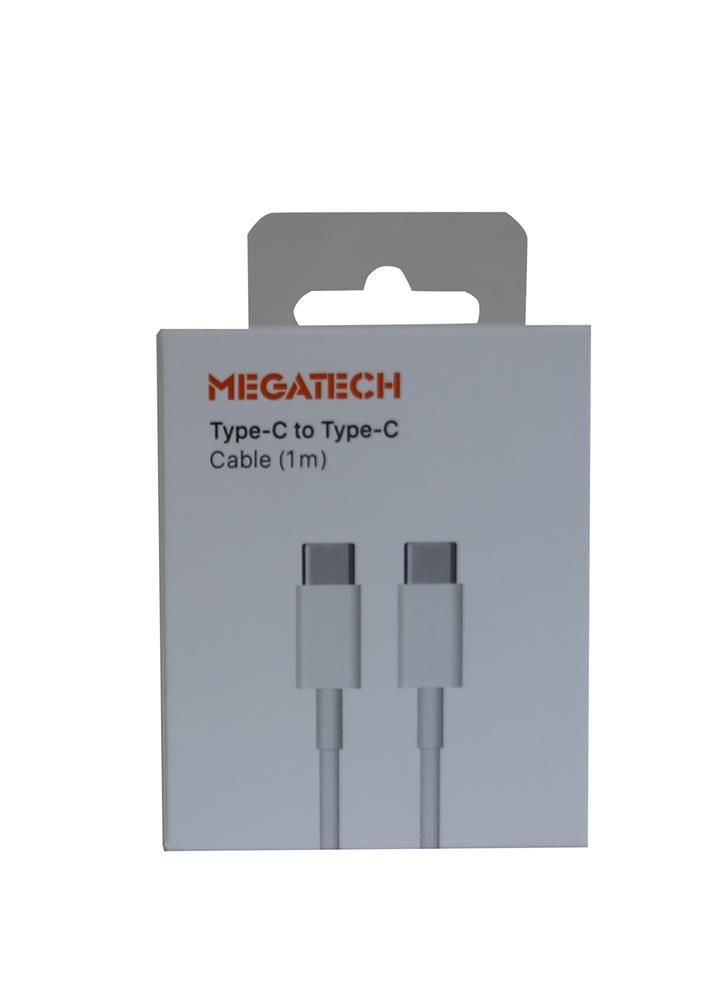 Megatech CC22 1 Metre USB Type-C to Type-C Şarj ve Veri Transfer Kablosu - Beyaz