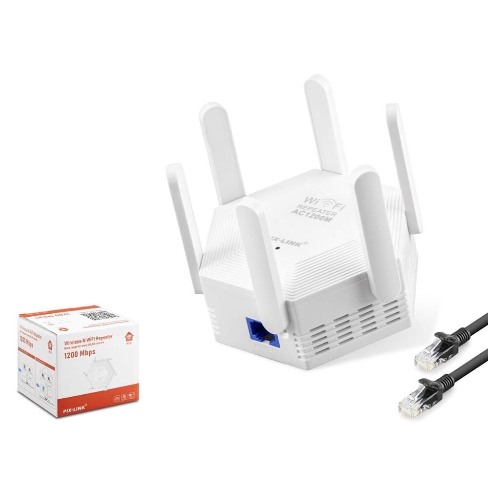 Pix-Link WR56T 1200Mbps Dual Band AC1200 WiFi Menzil Genişletici & Access Point (2.4GHz & 5GHz) Beyaz