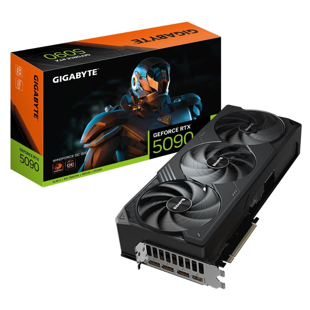 Gigabyte GeForce RTX 5090 WINDFORCE OC GV‑N5090WF3OC‑32GD 32GB GDDR7 512‑Bit PCIe 5.0 Dual‑BIOS Hawk Fan Triple‑Fan Gaming Grafik Kartı