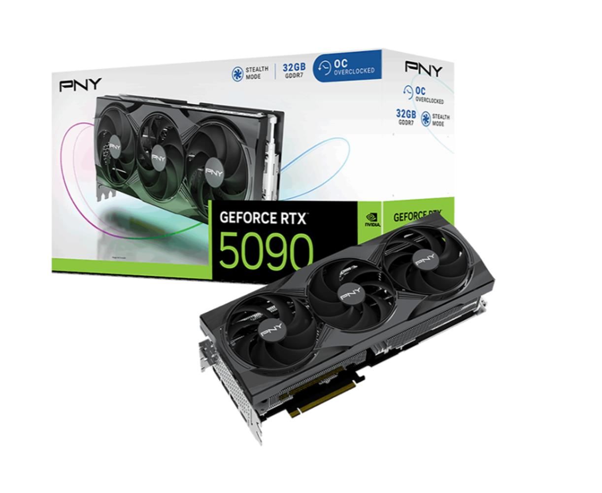 PNY GeForce RTX 5090 32 GB Overclocked GDDR7 512‑Bit Bellek 21 760 CUDA Çekirdekli PCIe 5.0 Blackwell Mimari Triple‑Fan OC 8K/4K Destekli Ekran Kartı (VCG509032TFXPB1‑O)