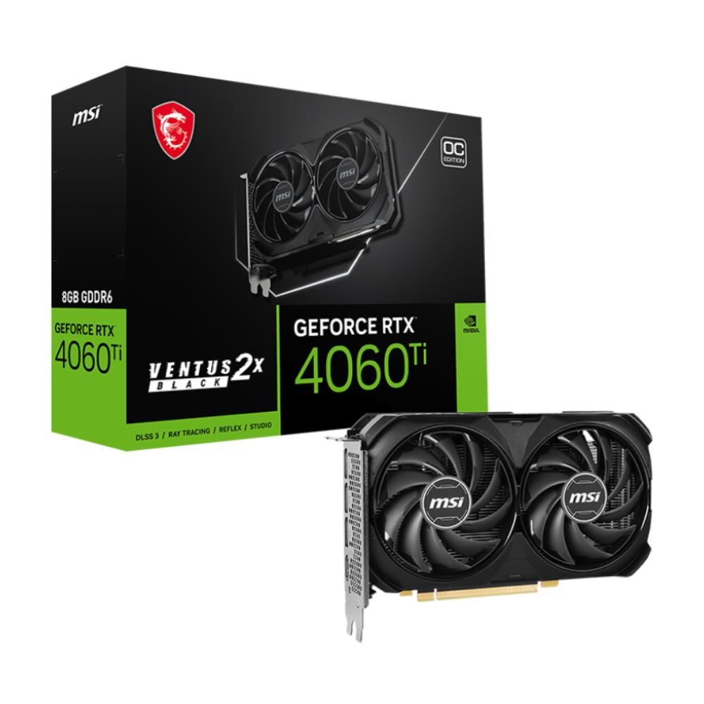 MSI GeForce RTX 4060 Ti VENTUS 2X BLACK 16G OC 16 GB GDDR6 128‑Bit Dual‑Fan Ada Lovelace Ray Tracing DLSS 3 Ekran Kartı