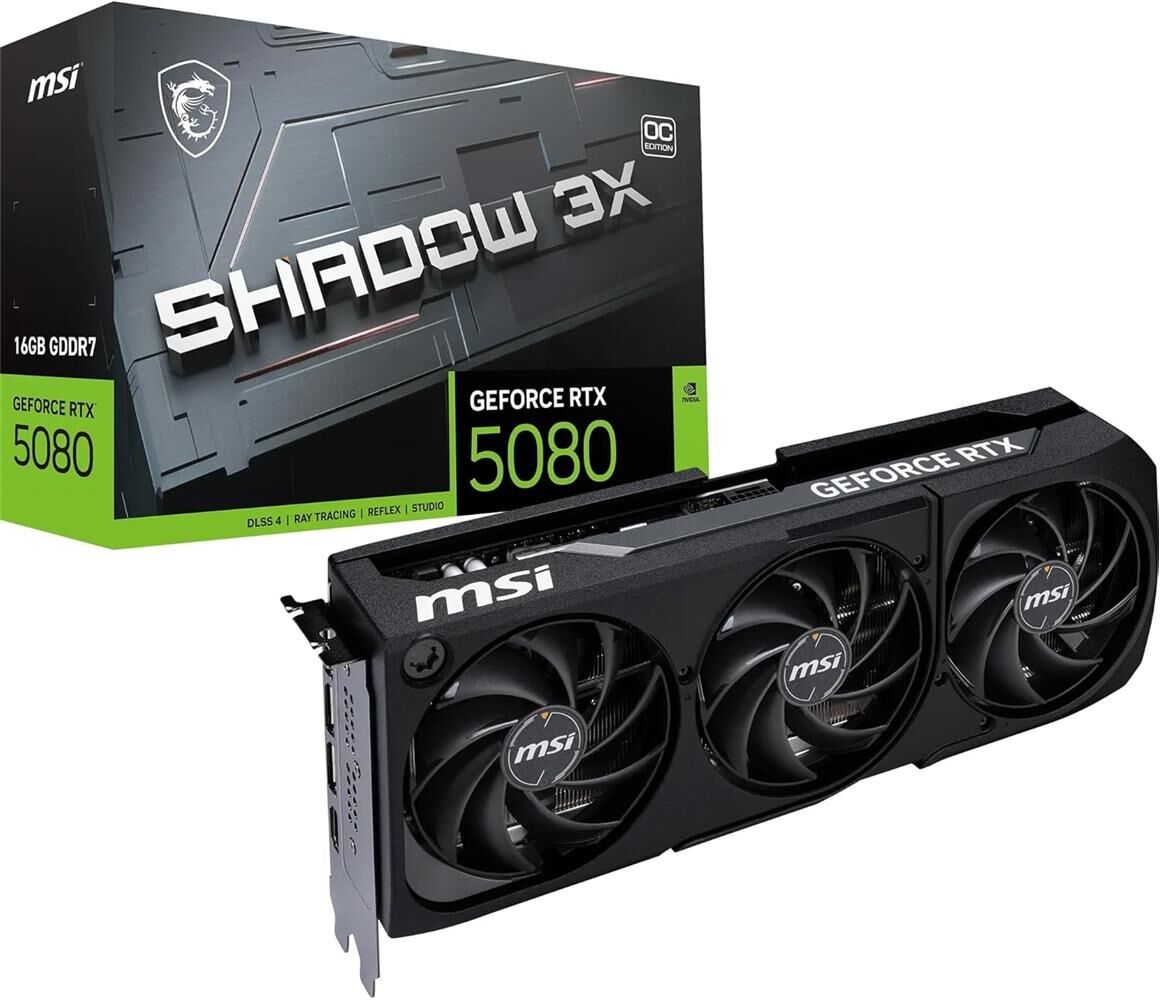 MSI GeForce RTX 5080 16G SHADOW 3X OC 16GB GDDR7 256-Bit DX12 PCI Express 5.0 Ekran Kartı