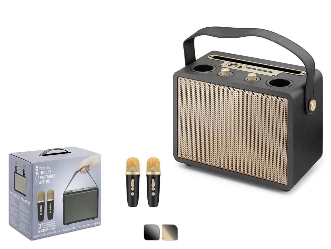 Hadron 530M Gold Bluetooth Karaoke 2 Mikrofonlu Speaker 10W 240x120x190MM