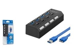 Hadron HDX7023 Anahtarlı 4 Port USB 3.0 Hub Çoğaltıcı 0.5m Siyah