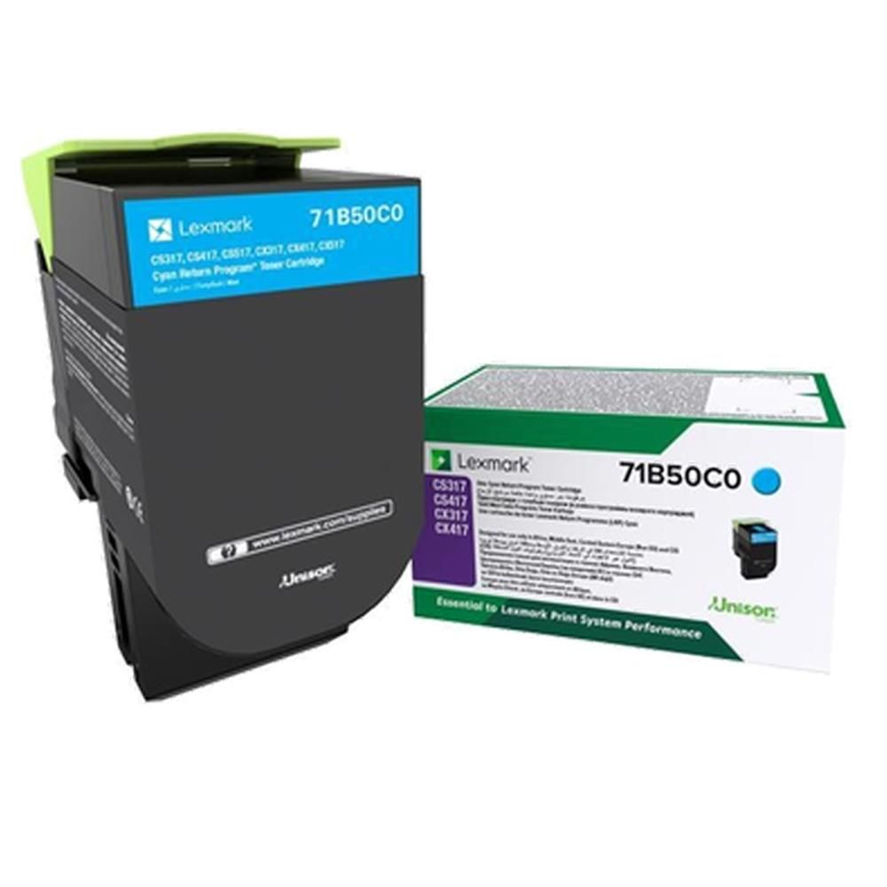Lexmark 71B50C0 2.300 Sayfa Cyan Mavi Toner - CS317/417/517, CX317/417/517
