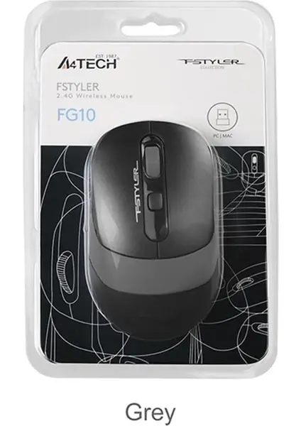 A4 Tech Fstyler FG10S Silent Gri 2000 DPI Optik Kablosuz Mouse