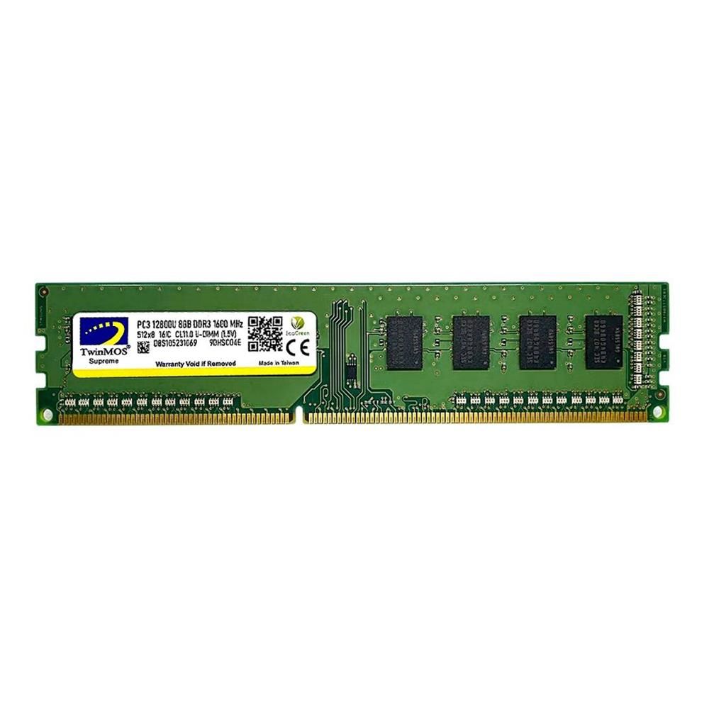 TwinMOS DDR3 8GB 1600 MHz 1.5 V MDD38GB1600D 8GB DDR3‑1600U PC3‑12800U 240‑pin U‑DIMM CL11 Desktop Bellek