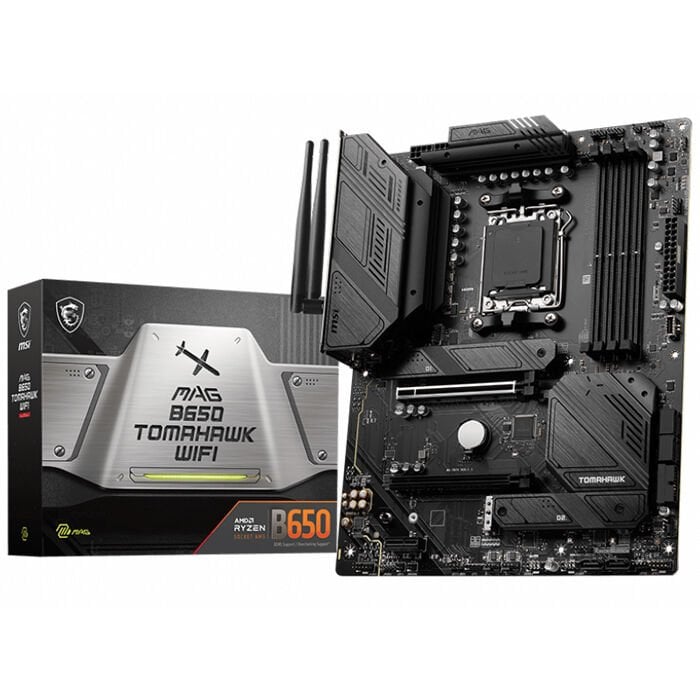 MSI MAG B650 TOMAHAWK WIFI DDR5 6600 MHz (OC) M.2 ATX AM5 Anakart – AMD B650 yonga seti, 4×DDR5‑7600 (OC) desteği, Wi‑Fi 6E, 2.5G LAN, PCIe 4.0, 3×M.2