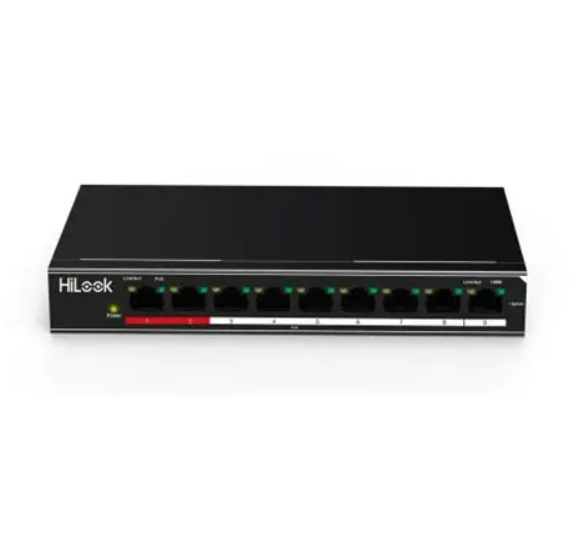 HiLook NS-0109P-60(B)(O-STD) 8xFE PoE + 1xFE Uplink Yönetilemez 60W PoE Switch IEEE 802.3af/at Destekli Ağ Anahtarı