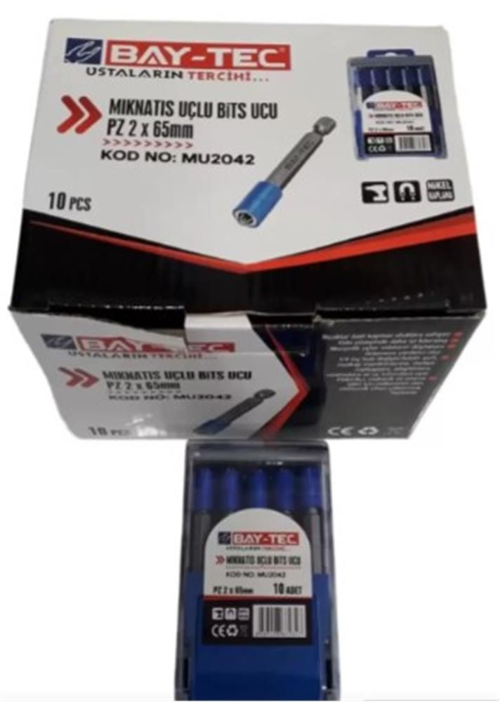 Bay-Tec MU2042 Mıknatıs Uçlu Çift Tarafı Bits Ucu PZ2x65 mm (10'lu Paket)