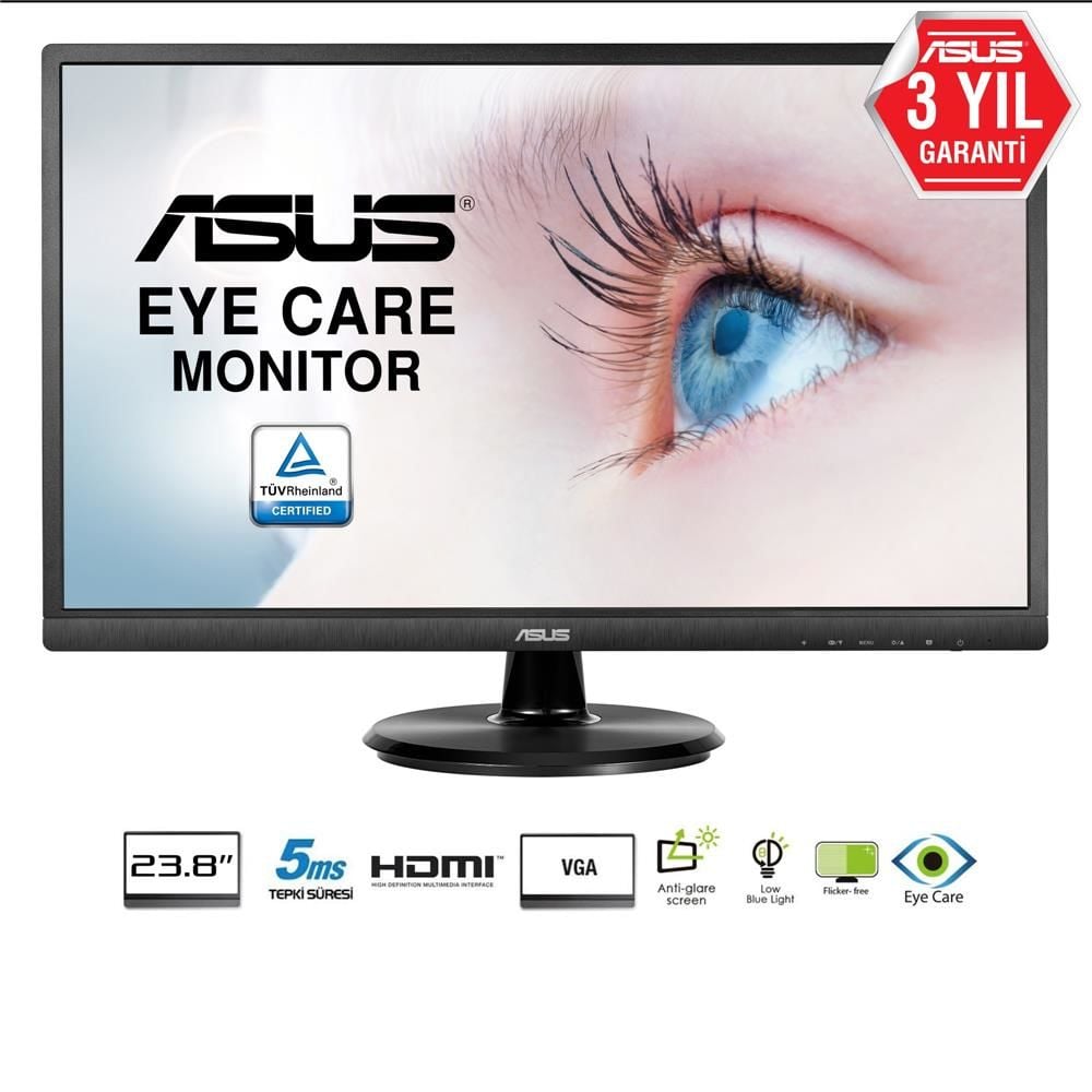 Asus VA249HE 23.8'' 60Hz 5ms (HDMI + Analog) Full HD VA Monitör