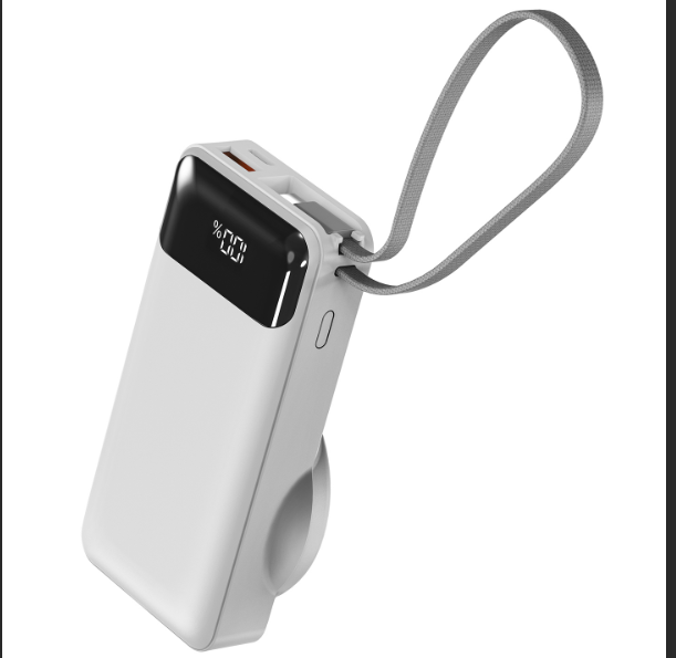 S-link G360 10000mAh PD 35W + MagSafe 15W Type-C Kablolu LCD Göstergeli Beyaz Taşınabilir Powerbank