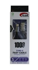 Elba Elb34-Usb Type-c 1mt 3A Hızlı Şarj Hasırlı Siyah Kablo