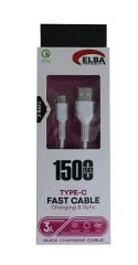 Elba ELB37-T1 1.5 Metre 3A Hızlı Şarj ve Veri Senkronizasyon USB-A to USB Type-C Kablo - Beyaz