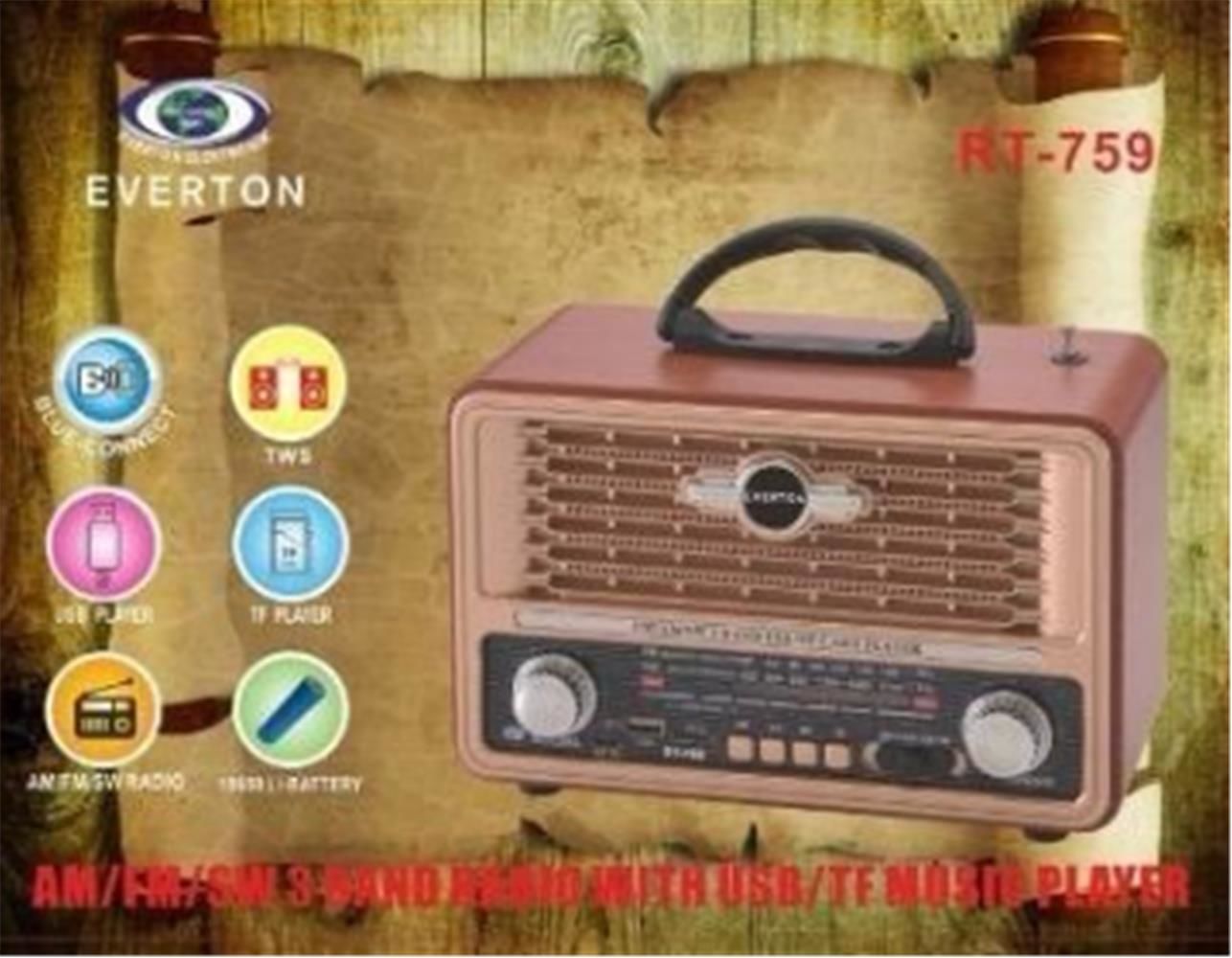 Everton Rt-759 Bluetooth FM-USB-TF-AUX Şarjlı Nostaljik Radyo