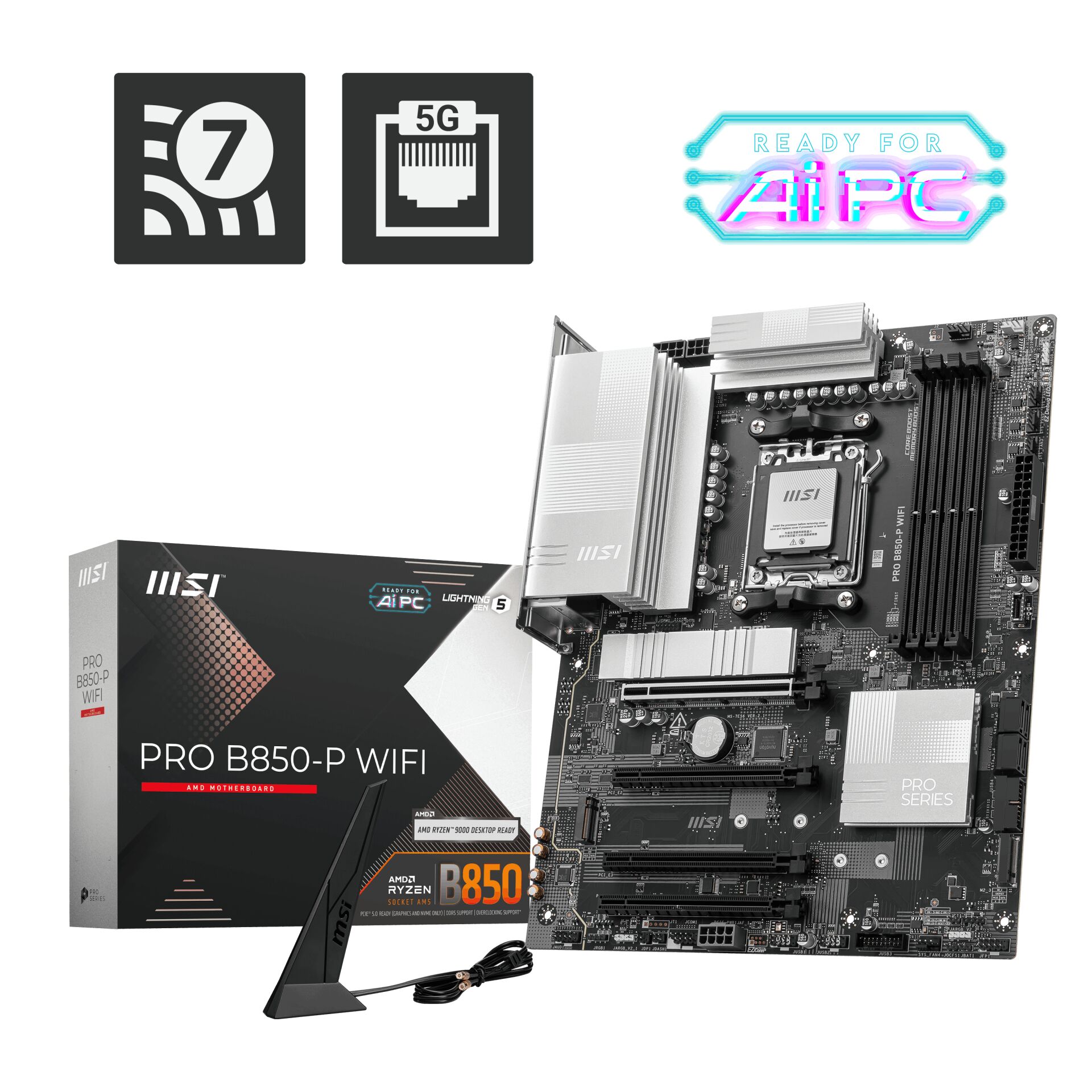 MSI PRO B850-P WIFI AMD B850 Soket AM5 DDR5 8200MHz(OC) 3x M.2 5G LAN Wi-Fi 7 ATX Anakart