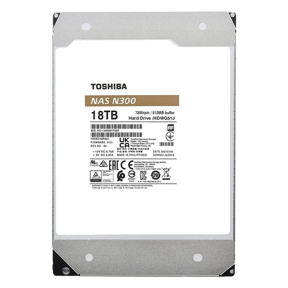 Toshiba 18TB N300 HDWG51JUZSVA 7200RPM 512MB SATA-3 NAS Diski