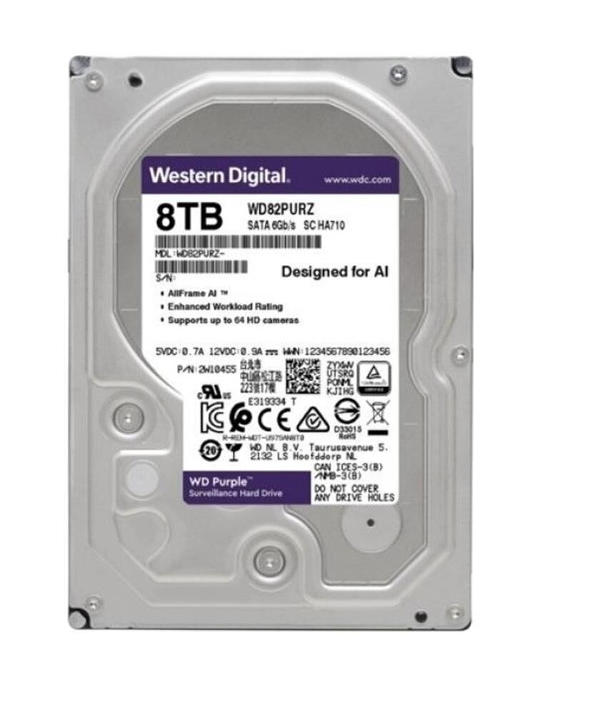 Western Digital Purple 8TB 3.5'' 7200RPM 256MB Cache SATA 3 Güvenlik Harddisk (WD82PURZ)