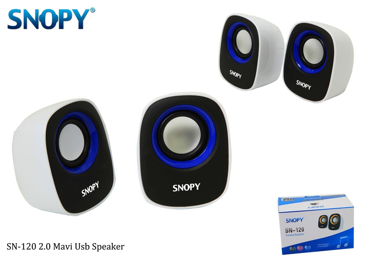 Snopy SN-120 Beyaz Mavi USB Hoparlör