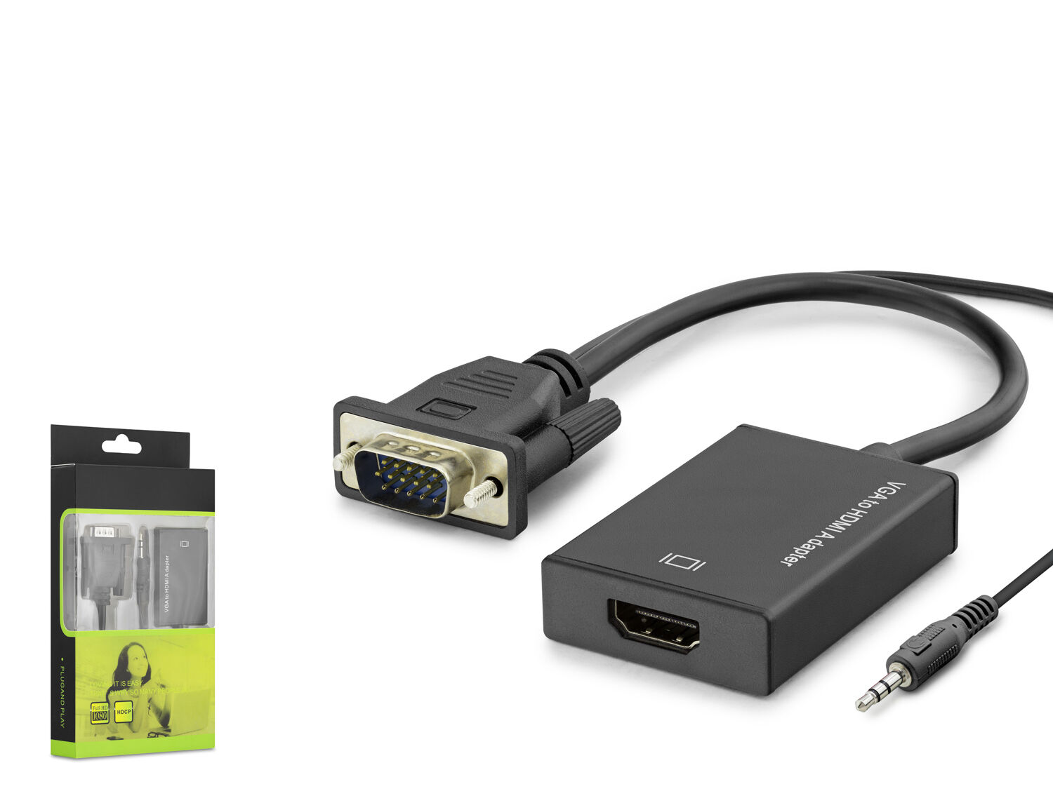 HADRON HDX7874 VGA to HDMI Ses Çıkışlı Görüntü Dönüştürücü 1080p Siyah
