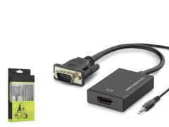 HADRON HDX7874 VGA to HDMI Ses Çıkışlı Görüntü Dönüştürücü 1080p Siyah