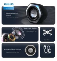 Philips SPA2209 2.0 USB-3.5mm Jack Hoparlör Ses Kontrol Tuşlu