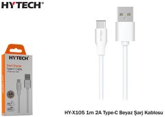 Hytech HY-X105 2A USB-A to USB-C 1 Metre Beyaz Hızlı Şarj ve Veri Kablosu