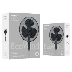 Everest FAN10 EcoWind 16'' (40cm) Siyah Metal 3 Kanatlı Ayaklı Vantilatör - 45W 3 Kademeli 1100 RPM