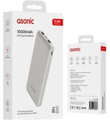 Asonic AS-P10 10000mAh Micro+Type-C+USB Beyaz Taşınabilir Pil Şarj Cihazı Powerbank