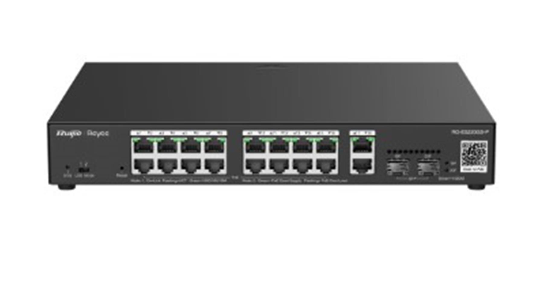 Reyee RG-ES220GS-LP 20 Portlu Gigabit Yönetilebilir Switch 16x PoE+ (130W) + 2 SFP + 2 RJ45 Uplink 10/100/1000 Mbps