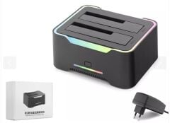 Hadron Hdx1790 HDD Docking – USB 3.0, 2.5 & 3.5 HDD-SSD, 8TB Destekli  RGB Siyah