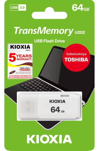 Kioxia 64GB TransMemory U202 USB 2.0 Beyaz Flash Bellek Taşınabilir USB Depolama Cihazı