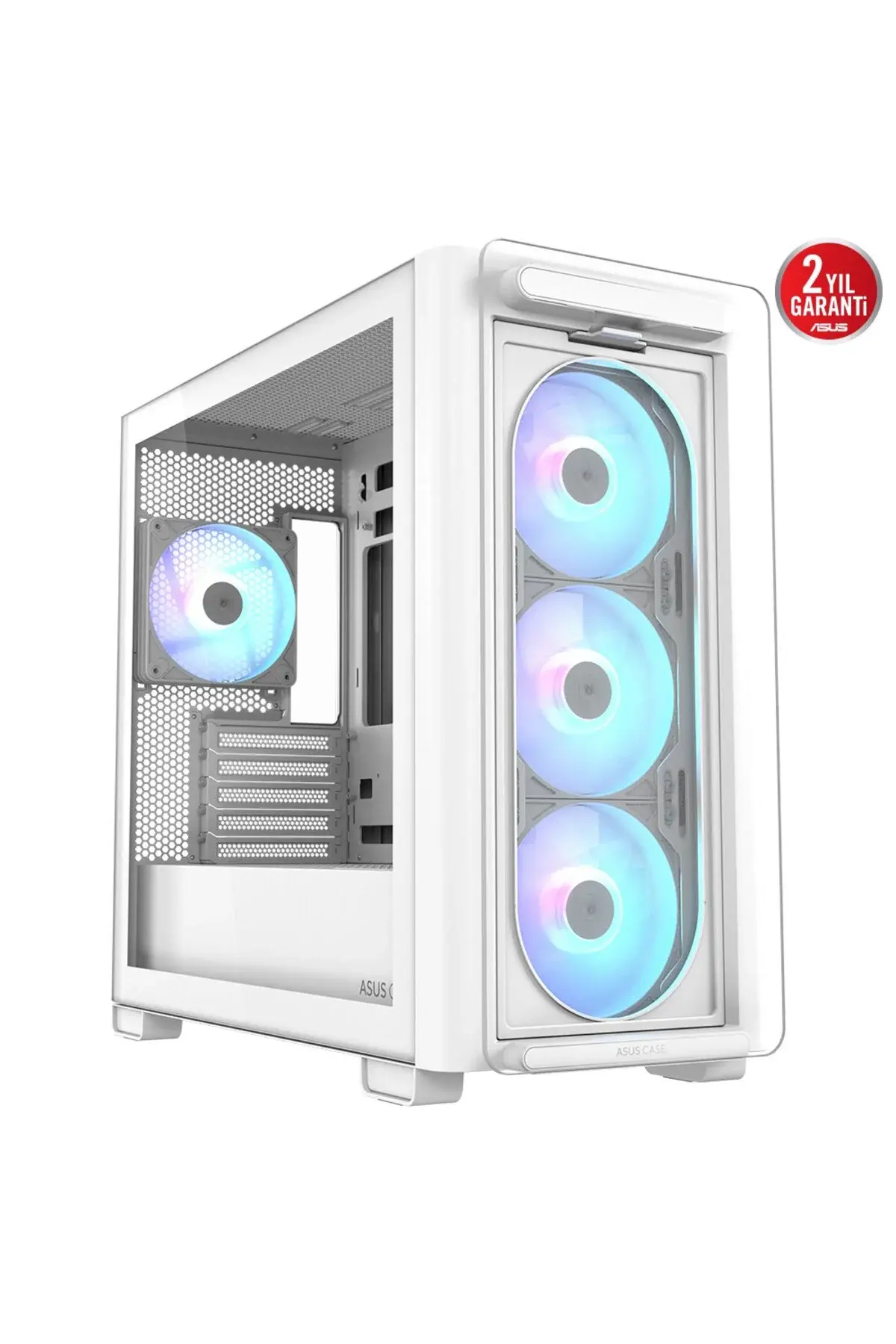 Asus A23 PLUS Beyaz Temperli Cam mATX Mid Tower Fanlı ARGB Kasa