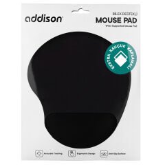 Addison 300152 Siyah Jel Bileklikli Ekstra Kauçuk Tabanlı Mouse Pad