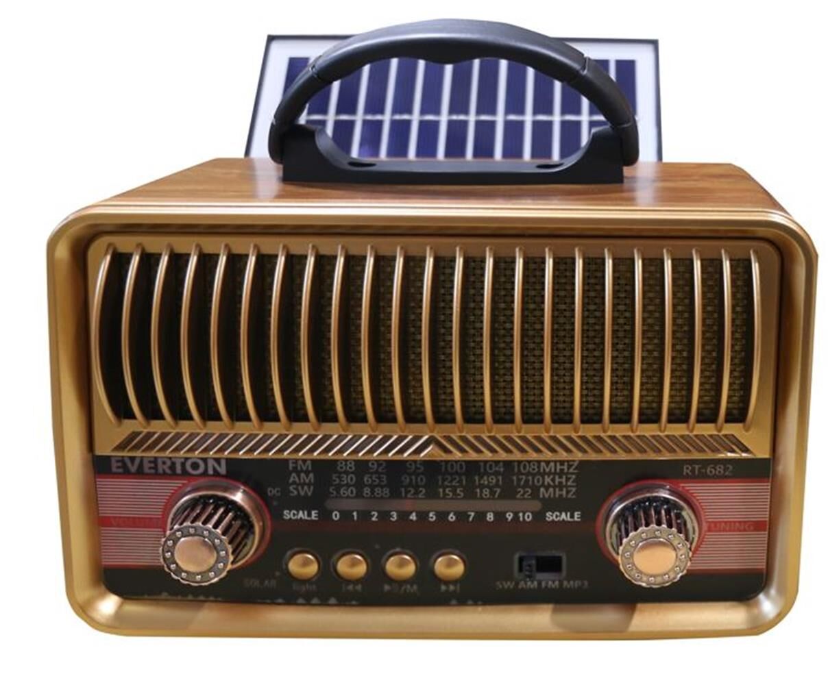 Everton RT-682 Solar Güneş Panelli Nostaljik Bluetooth/USB/SD/FM-AM-SW 3 Bantlı Şarjlı Radyo