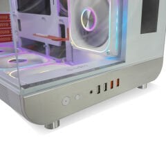 Quadro QX100 EAGLE Pencereli Dahili Led Ekranlı Beyaz Oyuncu Kasası (9x RGB Fan Dahil)