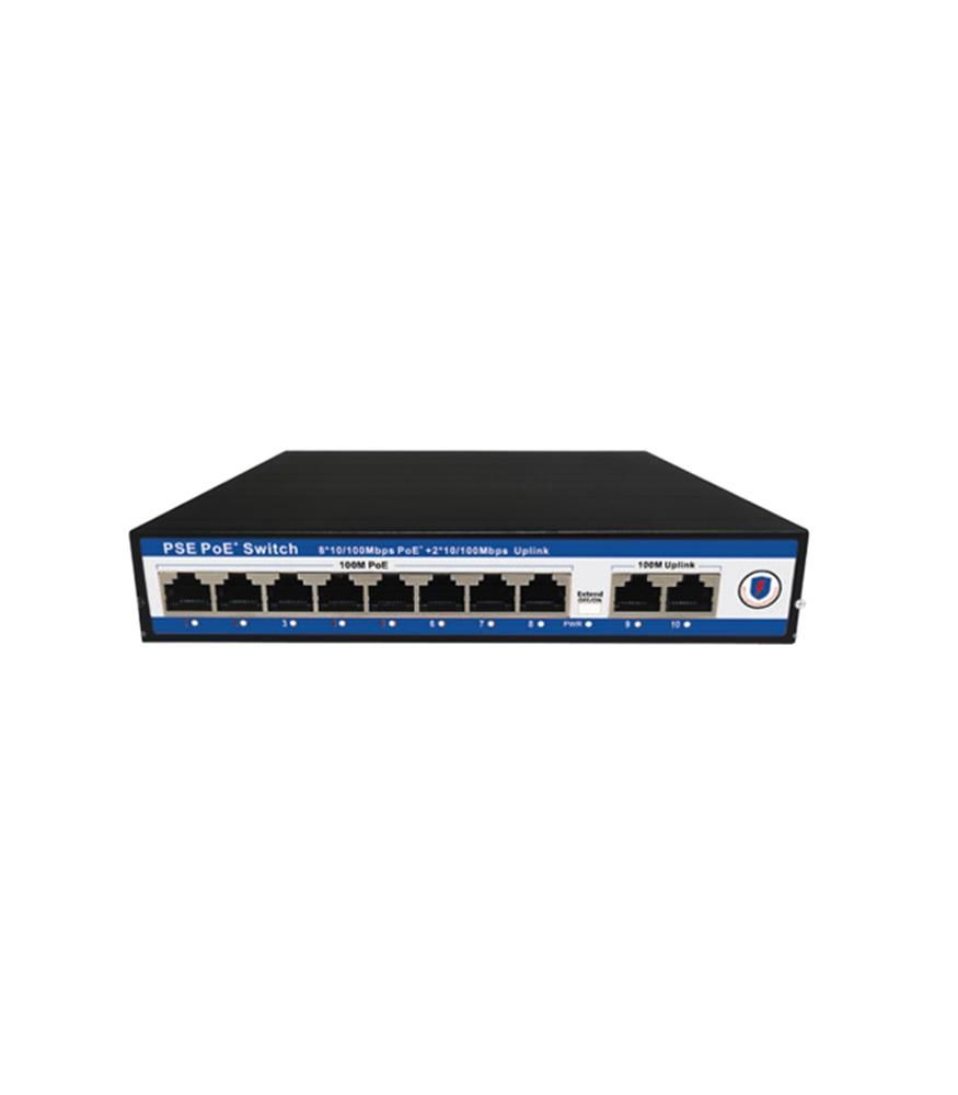 Nova NVC-PSE0820 8 Port PoE+ 10/100 Mbps Switch + 2 Uplink Port 120W