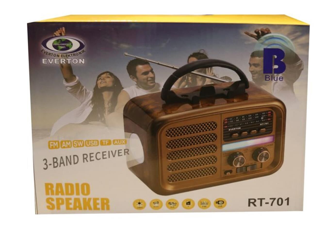 Everton RT-701 Fenerli Şarjlı Nostaljik Radyo Bluetooth FM/USB/TF/AUX