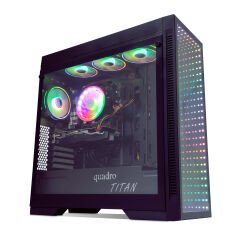 Quadro QT100 TITAN Mid-Tower Oyuncu Kasası 4x120mm RGB Fanlı Pencereli Yan Panel