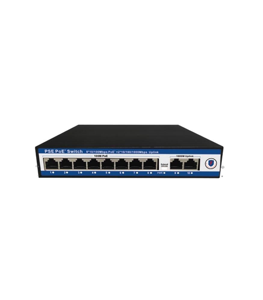 Nova NVC-PSE0820G 8 Port PoE+ 10/100 Mbps Switch + 2 Uplink Port 120W