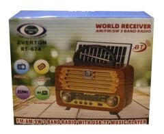Everton RT-674 Bluetooth, USB, SD, FM Destekli Güneş Enerjili (Solar) Şarjlı Taşınabilir Nostaljik Radyo
