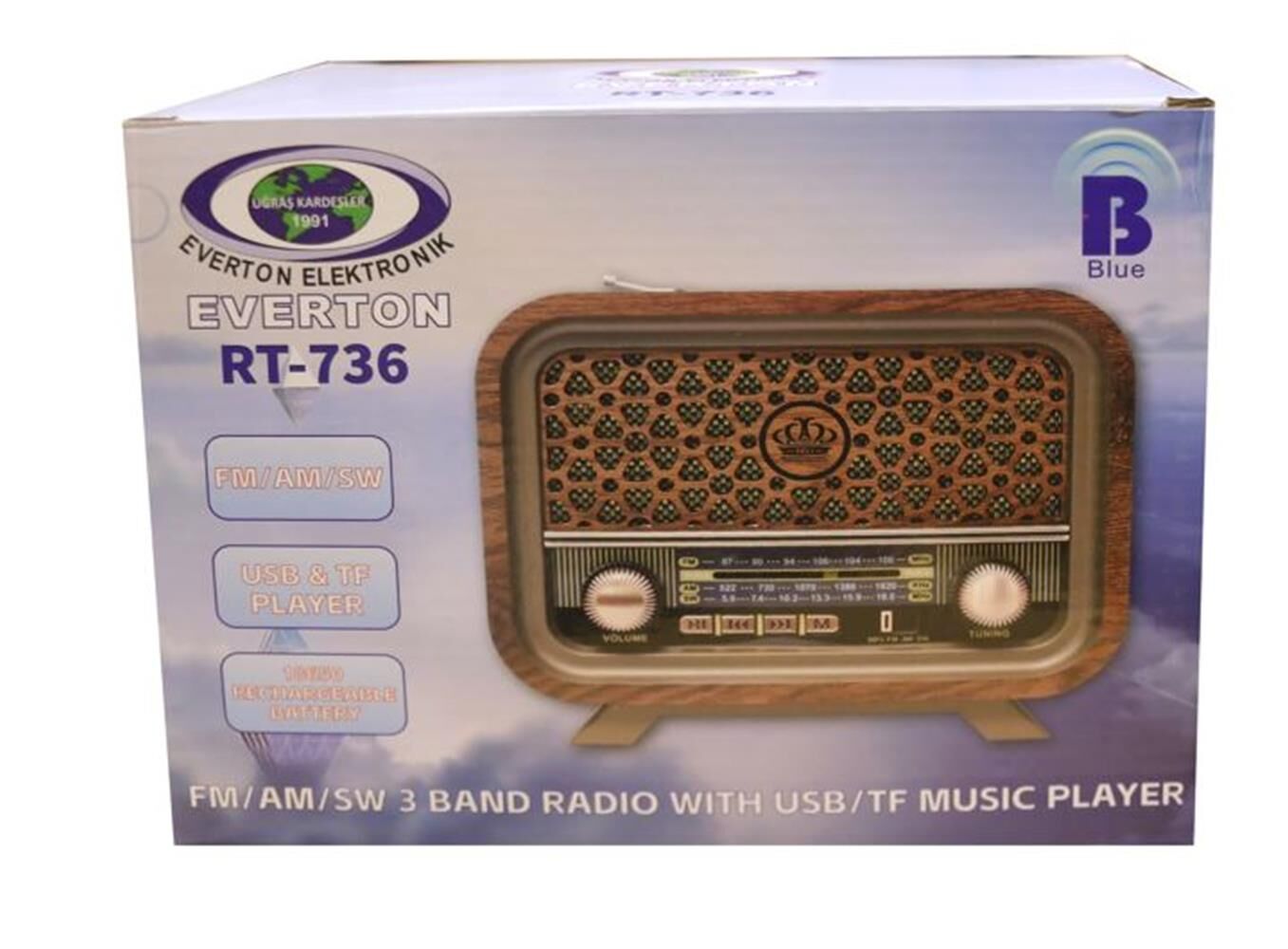 Everton RT-736 Bluetooth / USB / SD / FM Destekli Şarj Edilebilir Nostaljik Retro Radyo