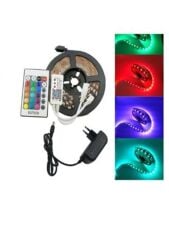 Elitled RGB Şerit LED Aydınlatma Seti Uzaktan Kumandalı ve Adaptörlü (5 Metre)