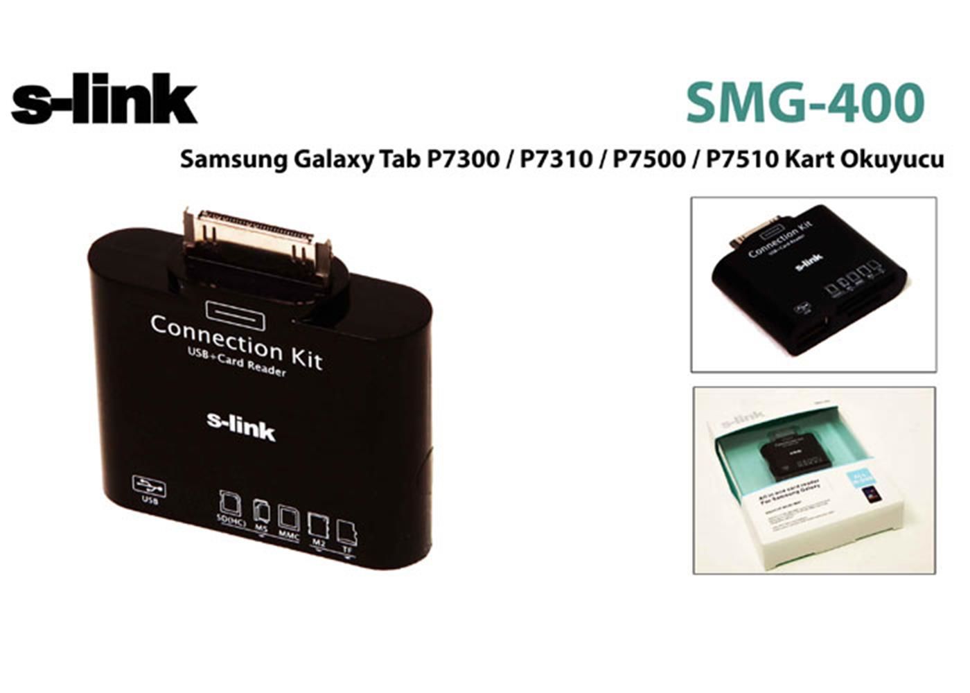 S-link SMG-400 Samsung Galaxy Tab 30-Pin USB ve Hafıza Kartı Okuyucu Adaptör